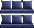 Outdoor Deep Seat Cushion Set, 24x24 Inch Water-Resistant & Fade-Resistant Outdoor Chair Cushions, Patio Furniture Cushions with Removable Cover for Patio Chair, Sofa,Navy Blue (Set of 6) by MuaMelop