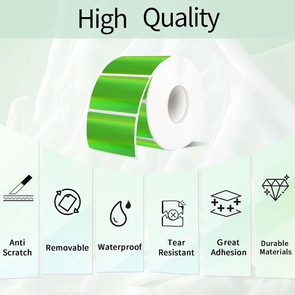 2.25"x1.25" Thermal Labels, Holographic Green Thermal Labels- Strong Adhesive Thermasl Stickers for Small Business, Shipping, Mailing, Price Tag, Non BPA&BPS/ 300 Labels - Image 6