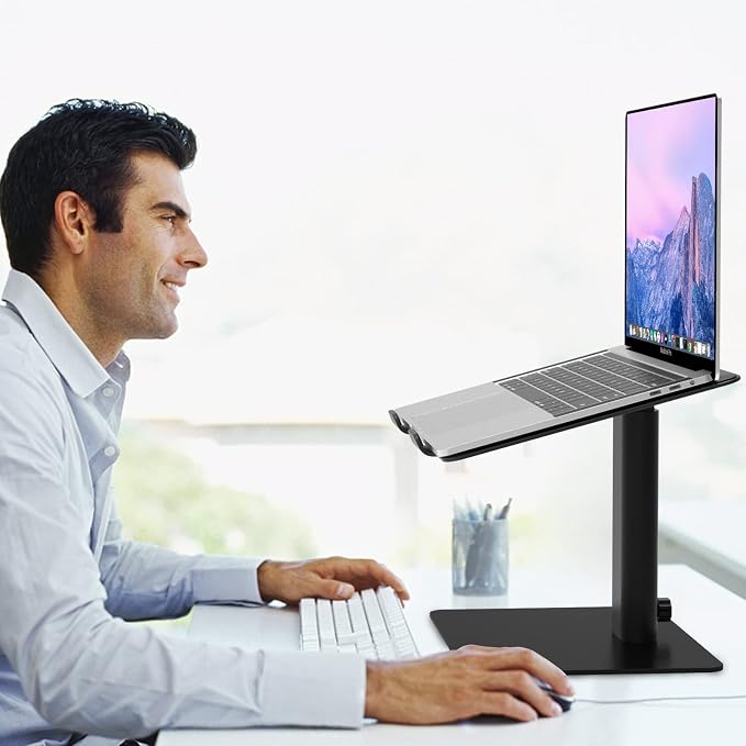 BESIGN LSX6 Computer Holder Stand, Ergonomic Adjustable Notebook Riser for Standing Work, Compatible with Air, Pro, Dell, HP, Lenovo More 10-14" Laptops, Black - Image 8