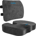 CloudBliss Ergonomic Seat Cushion & Lumbar Support Pillow Set, Grey, Large | Back Pain & Sciatica Relief, Memory Foam Support, Adjustable Straps, Machine Washable Velvet, Perfect for Office, Car, Gaming by CloudBliss