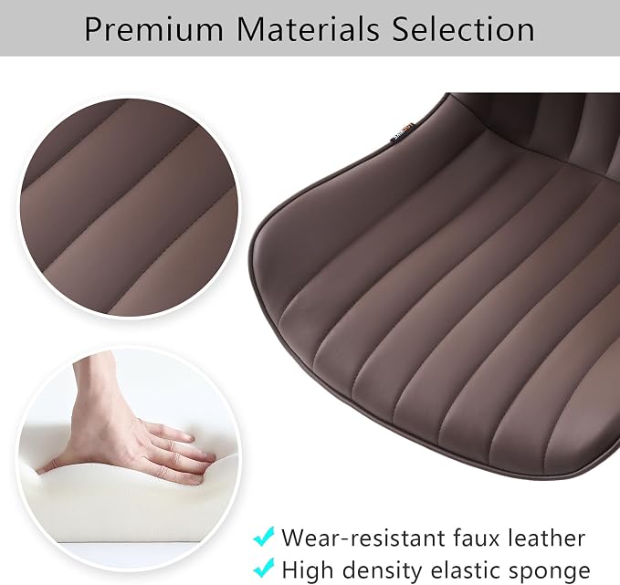 YOUNIKE Office Desk Chair with Wheels Armless Vanity Chair Modern Brown | Faux Leather Upholstered with Rocking Back, Swivel Height Adjustable Small Cute Computer Rolling Task Chair Ergonomic 300lb - Image 9