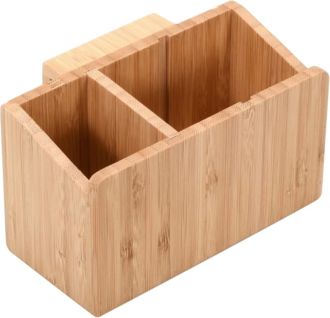 MobileVision Bamboo Caddy Add-On for Bamboo Charging Station Organizers; Compartment and cubby space fits pens, keys, and other small stationary items by MobileVision