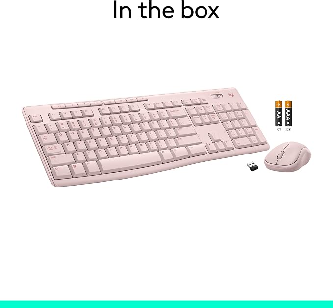 Logitech MK270 Full Size Wireless Keyboard and Mouse Combo - Rose | Full size keyboard with spill-resistant design, compact ambidextrous mouse, connect via single included USB-A Nano Receiver - Image 10