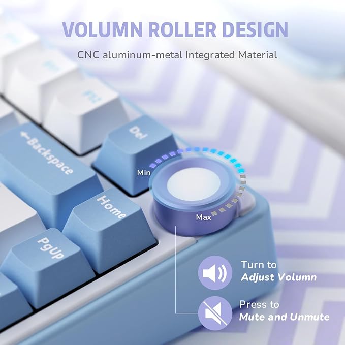 RK ROYAL KLUDGE R75 Mechanical Keyboard Wired with Volume Knob, 75% Custom Gaming Keyboard Gasket Mount RGB Backlit with Software, Cherry Profile, Hot Swappable Silver Switch, PBT Keycaps - Image 4