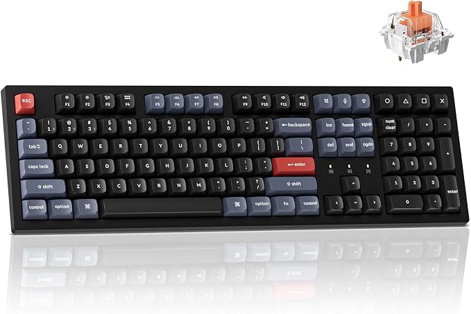 Keychron K10 Pro Wireless Custom Mechanical Keyboard, QMK Programmable Bluetooth 100% Layout with Silent Red Switch White Backlight Compatible with Mac Windows Linux | QMK Programmable Bluetooth/Wired White Backlit with Hot-swappable Silent Red Switch ... by Keychron