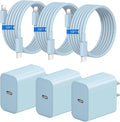iPhone Fast Charger 3+3Pack 20W USB C Wall Charger with Extra Long 10FT Fast Charging Cable Compatible with iPhone 14/13/12/11/Pro/Pro Max-Blue by STAMISH