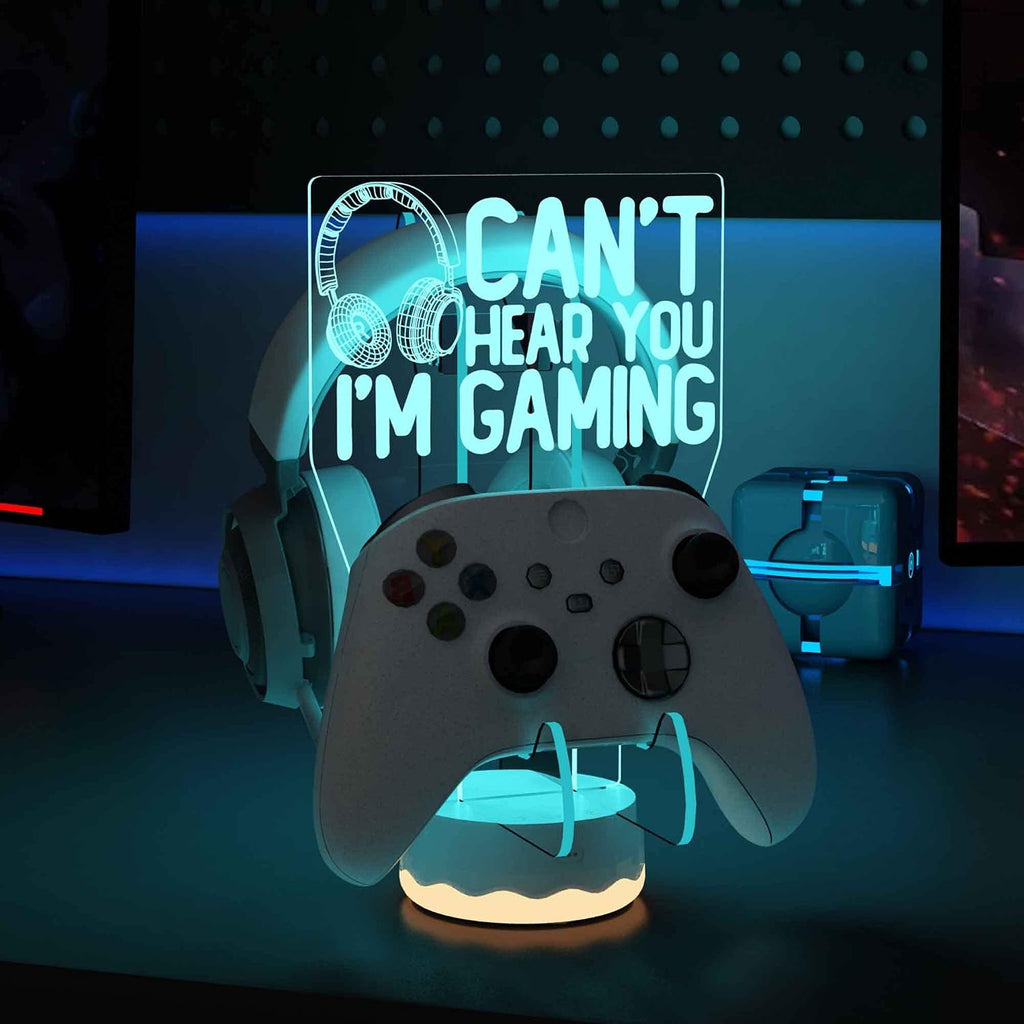 Ammonite Headphone Controller Stand Light up , 16 Colors 3D LED Lights Headset Gamepad Holder, Game Controller Hanger for All Universal Gaming PC Accessories by Ammonite