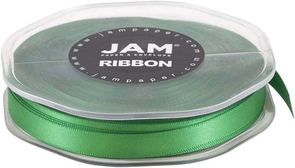 JAM PAPER Double Faced Satin Ribbon - 3/8 Inch Wide x 25 Yards - Emerald Green - Sold Individually - Image 4