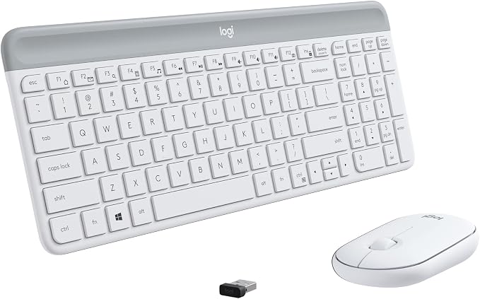 Logitech MK470 Slim Compact Wireless Keyboard and Mouse Combo - Off White | Compact low-profile quiet keyboard with number pad, slim ambidextrous quiet mouse with 3 non-customizable buttons, Windows PC by Unknown