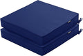 Outdoor Chair Cushions Set of 2, 24 x 24 x4 Inch Deep Seat | 3 Year Color Fastness Thick Patio Chair Cushion with Ties for Garden Lawn Sofa Couch, Navy Blue by COMCAVER