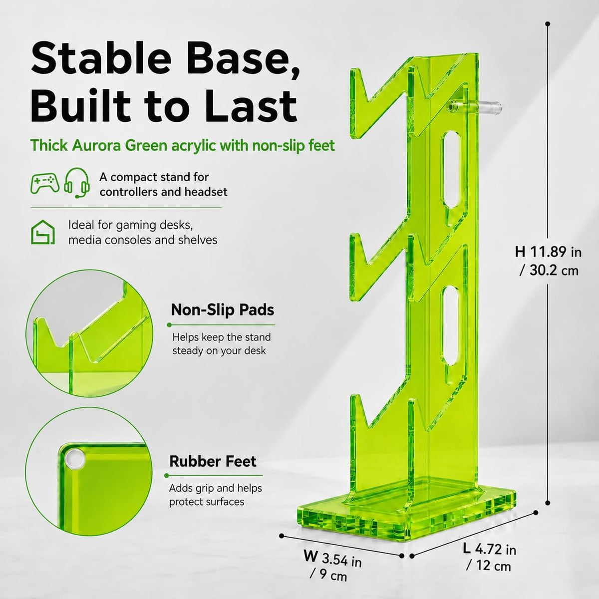Aurora Green 2 Pack 3-Tier Controller Holder & Headset Stand for PS5, Xbox - Image 7