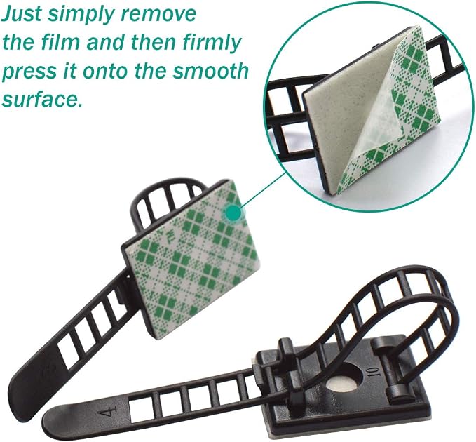 25 Pieces Desk Wire Organizer Cable Ties Zip Ties Adhesive Cord Clips Cable Management Cord Keeper Desk Wire Management | Cord Organization - Image 5
