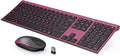 Vssoplor Wireless Keyboard and Mouse, Rechargeable Ultra Slim, Wine Red | Quiet Full-Size Keyboard and Mouse Combo Set, for Laptop, PC, Notebook, Desktop, 2.4GHz Stable Connection, Ideal for Office by VssoPlorWirelesskeyboardMouse