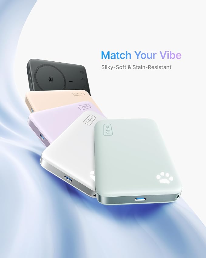 INIU for MagSafe Qi2.2 25W Portable Charger, Compact 10000mAh Power Bank | 45W USB C Wired Charging, Cooler, Silky-Soft Touch Feeling, Flight-Safe, Wireless Battery Only for iPhone 12-17 Series - Image 4