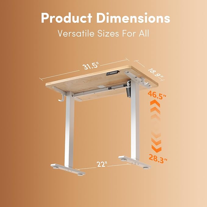 Cubiker Standing Desk, 32" Small Sit Stand Home Office Desk, Electric Stand up Desk, Adjustable Desk with Splice Board, White Frame/Maple Top - Image 3