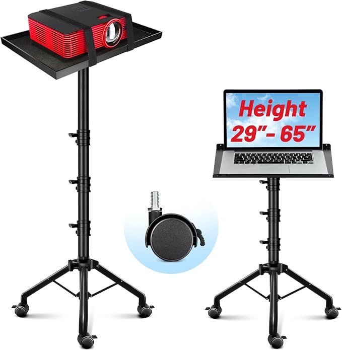 CAHAYA Projector Stand Adjustable Laptop Tripod Stand Portable with Casters | Height 29 to 65in Projector Stand Portable Multifunctional DJ Rack Stand for Outdoor Movies Computer Book DJ Equipment CY0332 by CAHAYA