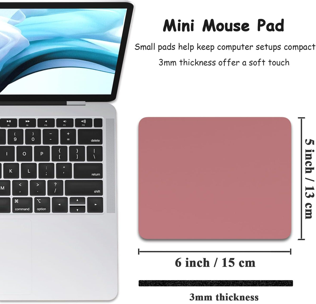 Small Mouse Pad, 5 x 6 Inch Thick Rubber Premium-Textured Non-Slip Portable & Washable Mini Mouse Mat for Women Men Wireless Laptops Keyboard Tray Gaming Work Travel,Dark Red - Image 2