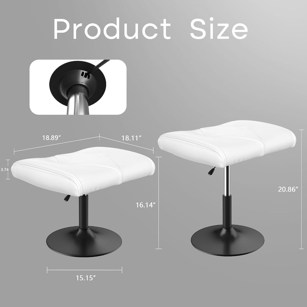 VECELO Office Foot Rest Under Desk Ottoman, Height Adjustable, White - Image 2