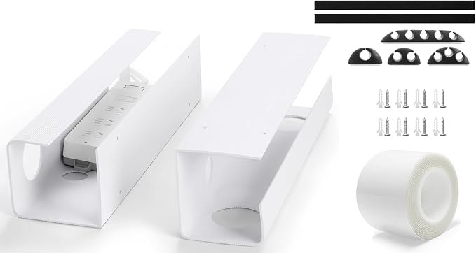 ZhiYo 2 Pack Large Capacity Cable Management Tray, Under Desk Cable Tray 31.5in(2X L15.7in), PVC Standing Desk Cord Management Ideas, Cable Organizer for Office and Home - White - Image 7