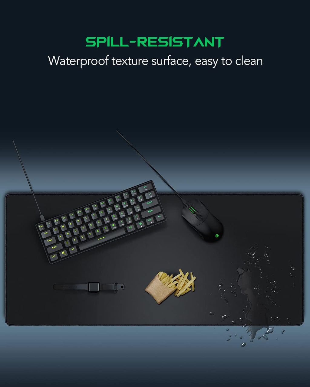 Black Shark Gaming Mouse Pad Desk Mat (35.4" × 15.8" × 0.15") Thick Extended Mousepad Non-Slip Spill-Resistant Mousepad with Special-Textured Surface, Anti-Fray Stitched Edges Desk Pad Manta P3 - Image 5