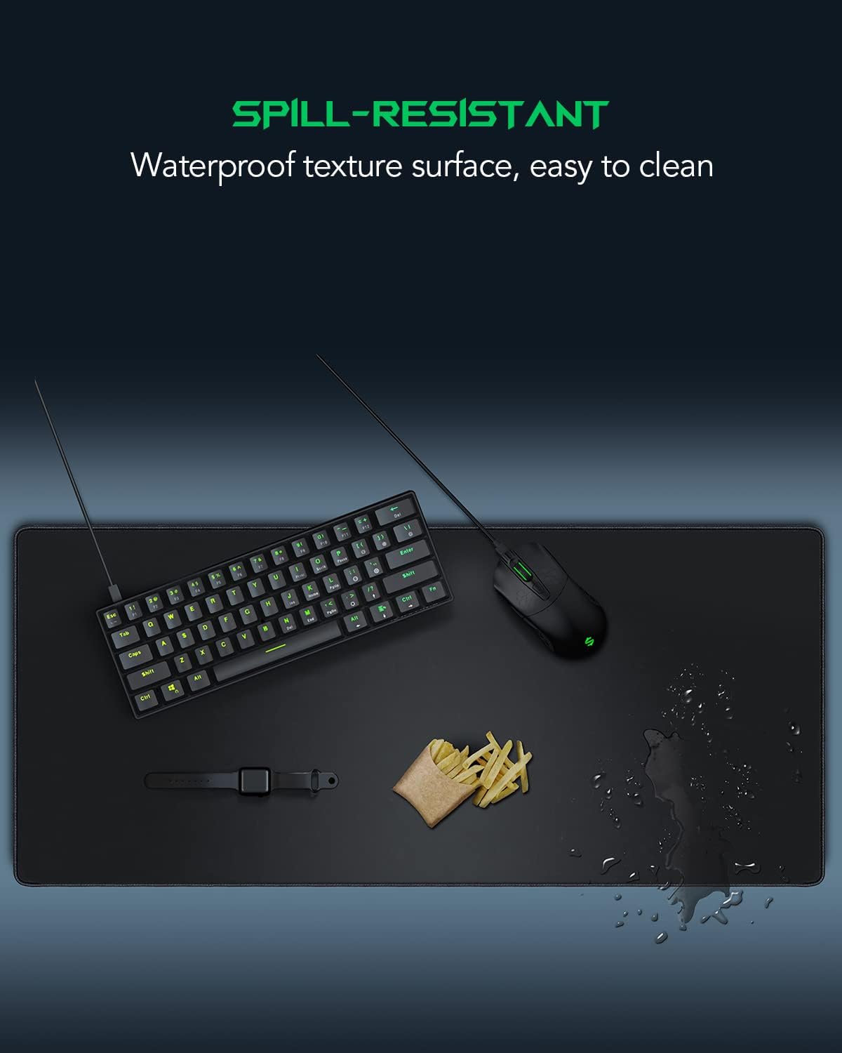 Black Shark Gaming Mouse Pad Desk Mat (35.4" × 15.8" × 0.15") Thick Extended Mousepad Non-Slip Spill-Resistant Mousepad with Special-Textured Surface, Anti-Fray Stitched Edges Desk Pad Manta P3 - Image 5