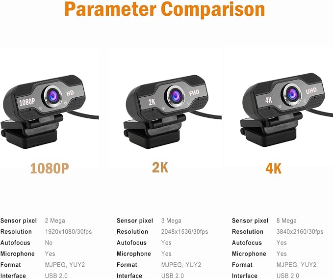 Webcam with Microphone, 2 Mics, 90° FOV, Computer Camera | USB Type-A & A-to-C Adapter, Fixed Focus, Plug&Play for Zoom/Teams/Facetime/YouTube/Google Meet/Switch 2 Camera, 2026 Version - Image 2
