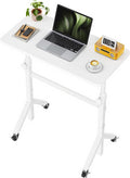 Marsail Mobile Stand Up Desk with Wheels, Adjustable Height Desk from 28.3″ to 46.5″, Rolling Standing Desk with Lockable Wheels, Portable Small Desk for Walking Pad and Treadmill, White by Marsail
