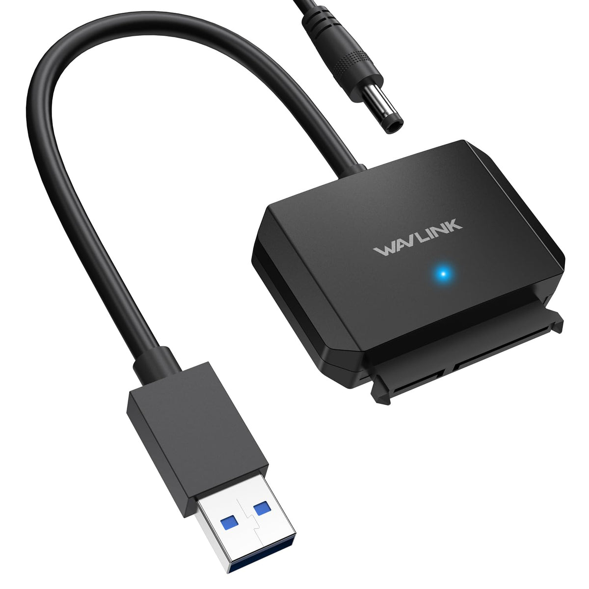 WAVLINK SATA to USB Type-A Hard Drive Cable, 5Gbps USB3.0 to Sata Cable Support UASP, External Hard Drive SATAI/II/III Connector 2.5" SSD/HDD and 3.5" HDD up to 20TB, Power Adapter Included by WAVLINK