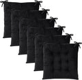 6 Pack Square Seat Cushion Chair Pads for Kitchen Dining Chairs, Soft Comfort Velvet Chair Mat Pillow Cushions with Ties for Office Desk Living Room Tatami 15.5", Black by MissSoul