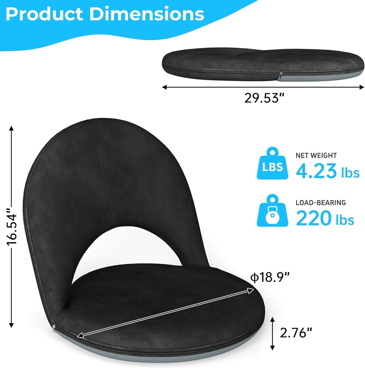 2Pcs Floor Chair with Adjustable Back Support for Kids and Adults - Image 2
