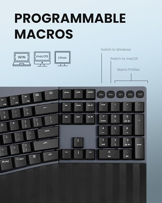 Perixx PERIBOARD-535BR [Firmware Updated] Wired Ergonomic Mechanical Keyboard - Full-Size - Low-Profile Brown Tactile Switches - NKRO Anti-Ghosting - Compatible with Windows and macOS - Image 11