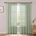 Sage Green Sheer Curtains 72 Inches Long for Living Room 2 Panels | Sheer White Curtains for Bedroom, Rod Pocket Airy Light Filtering Window Treatments, 2pcs, Each Panel 42" Width x 72" Long by OWENIE
