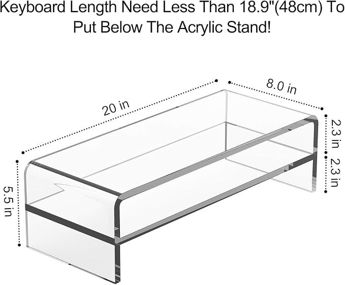 Egchi Acrylic Monitor Stand, 2 Tiers Computer Monitor Riser(20x8x5.5 Inch), Monitor Riser/Computer Stand for Home,Office,Business,PC Desk Stand for Keyboard Storage& Multi-Media Laptop Printer Screen | Computer Stand for Home,Office,Business,PC Desk St... - Image 2