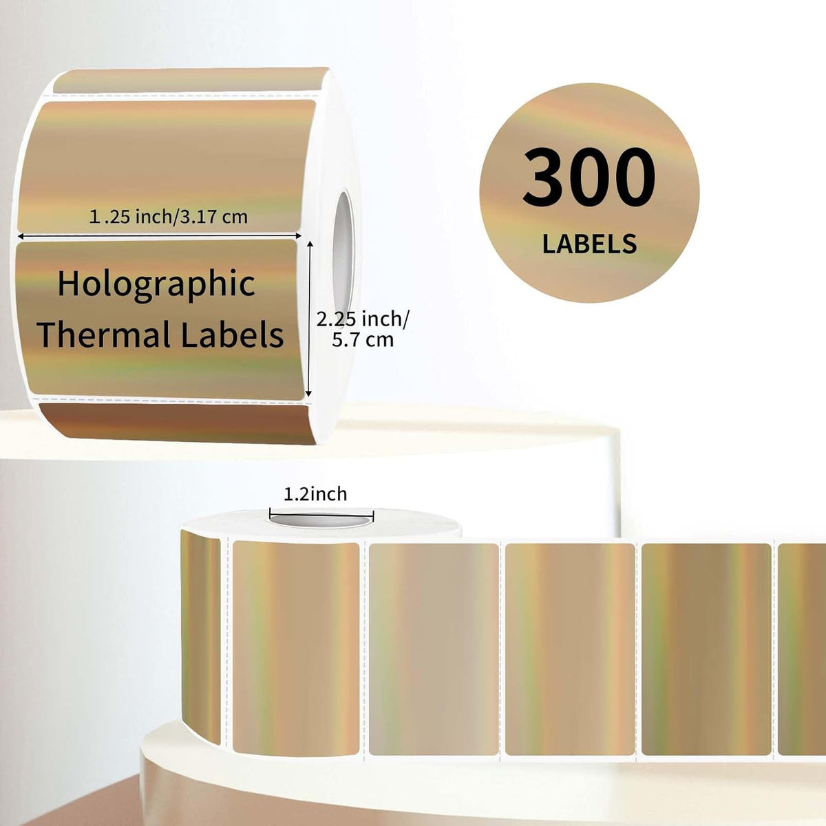 2.25"x1.25" Thermal Labels, Holographic Brown Thermal Labels- Strong Adhesive Thermasl Stickers for Small Business, Shipping, Mailing, Price Tag, Non BPA&BPS/ 300 Labels - Image 3