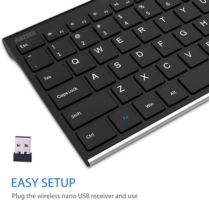 Arteck 2.4G USB Wireless Keyboard Full Size Keyboard for Computer/PC/Laptop - Image 3