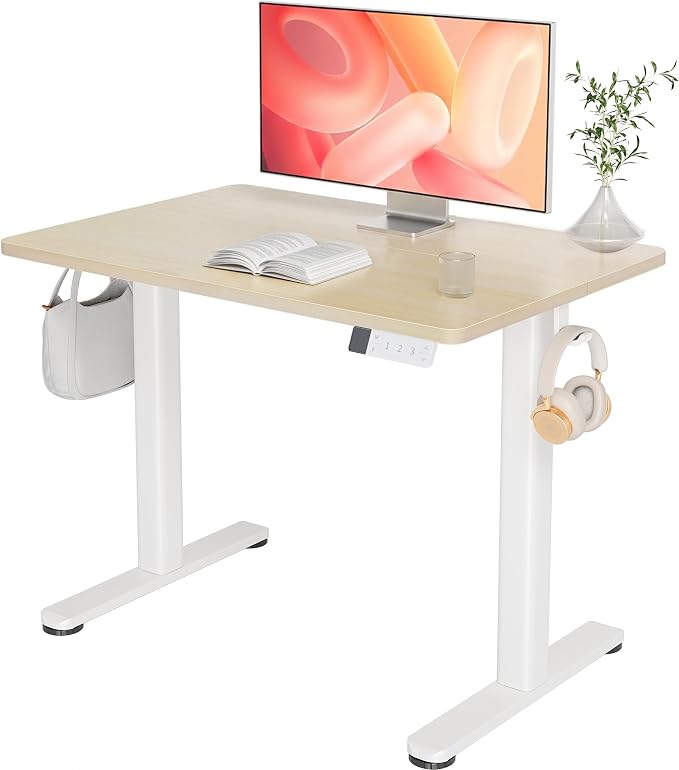 Claiks Electric Height Adjustable Standing Desk, 35x20 Inch, Nature | Smooth Height Adjustment, 3 Memory Presets, Cable Management Hub&Hook, Stable Steel Frame, 176lbs Capacity, Easy Assembly by CLAIKS