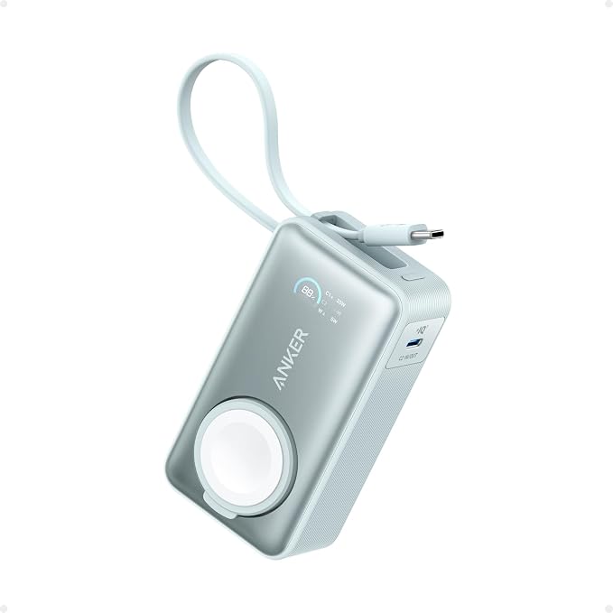 Anker MagGo Power Bank for Apple Watch, 10,000mAh 35W Max Portable Charger | Officially Certified 10,000mAh Battery Pack with Built-In USB-C Cable, for iPhone 17 Series, Samsung, iPad, AirPods, and More by Unknown