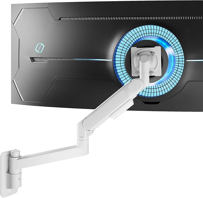 ARES WING Monitor Wall Mount for 24-57 Inch Ultrawide Screen, White | Premium Heavy Duty Gaming Monitor Arm for 60 lbs, Full Motion Gas Spring, Bearing Head for Easy Adjustment, 75/100 VESA Mount - Image 9