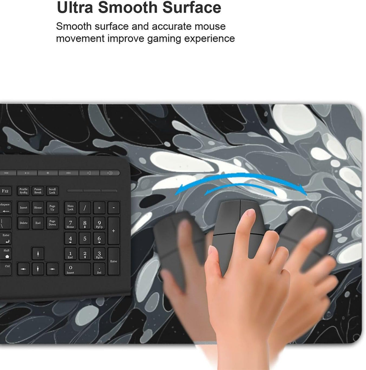 Oversized Desk Mat, Abstract Liquid Art Design, 35.4x15.7 Inches, Washable Mouse Pad, Stitched Edges, Non-Slip Rubber Base, Rectangular - Image 5
