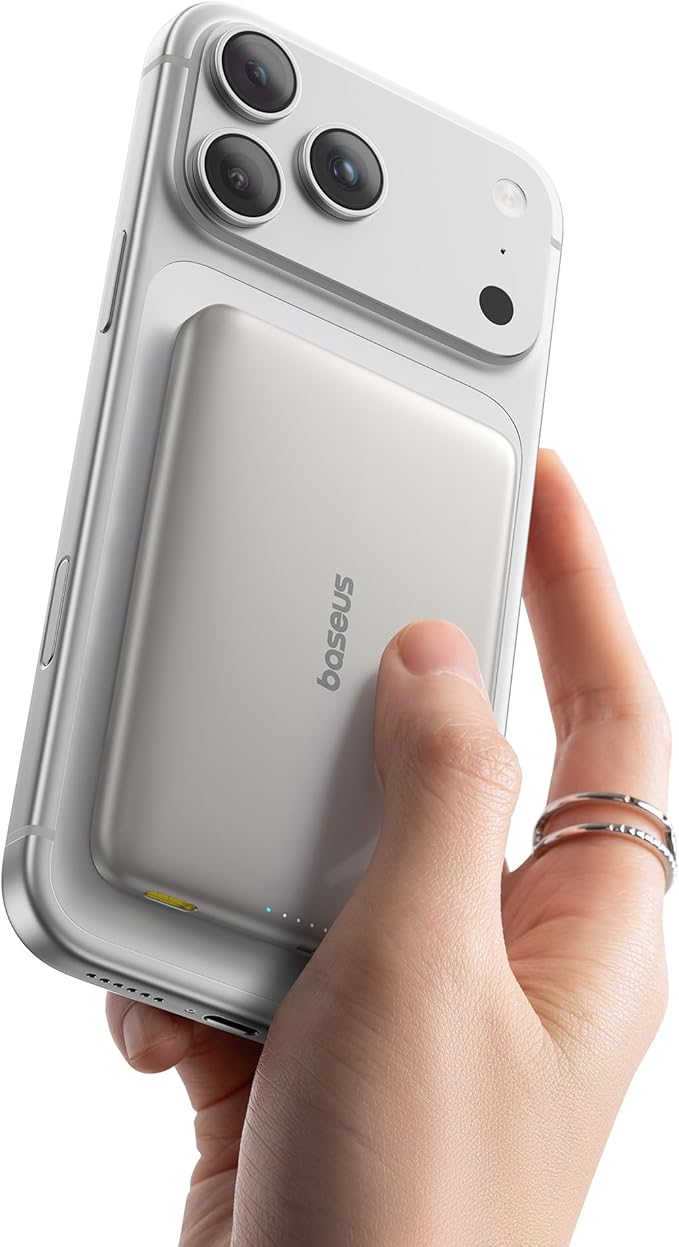 Baseus Picogo Magsafe Portable Charger, Qi2 15W 0.5" Ultra Slim 10000mAh Wireless Power Bank, 27W Fast Charging Magnetic Battery Pack with USB-C for iPhone 17 Pro Max/17 Pro/Air/16/15/14/13/12 | 10000mAh Wireless Power Bank, 27W Fast Charging Magnetic ... by Baseus