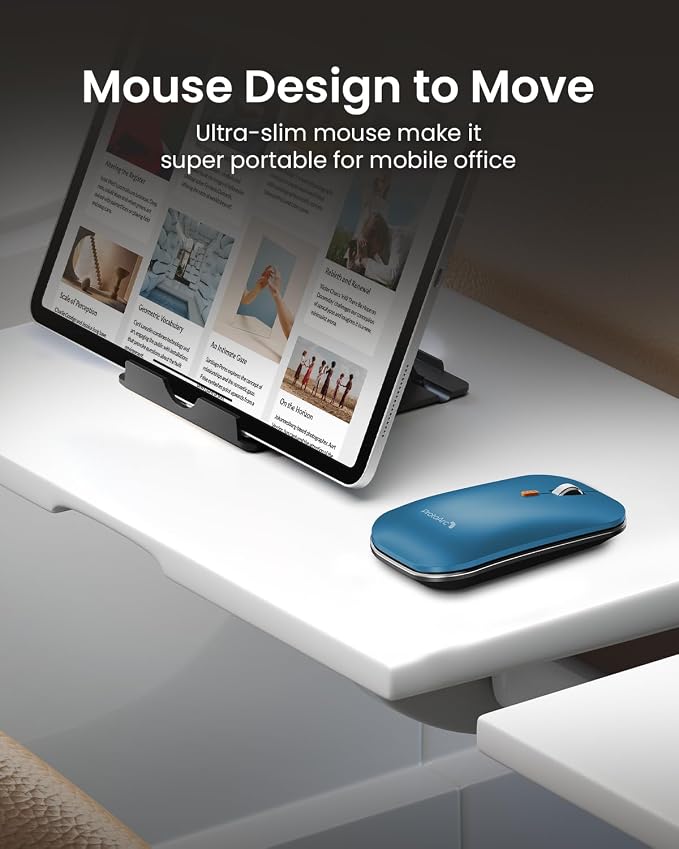 ProtoArc XKM01 Full-Size Foldable Keyboard Mouse Combo for Travel - Blue | 105-key keyboard, slim mouse, hard case and phone stand; 3-device Bluetooth & 2.4G switching, for travel office use - Image 5