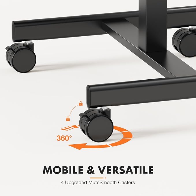 Sweetcrispy Mobile Rolling Desk, Small Standing Desk with Wheels | Adjustable Height Sit Stand Table, Portable Computer Workstations for Home Office, Black - Image 7