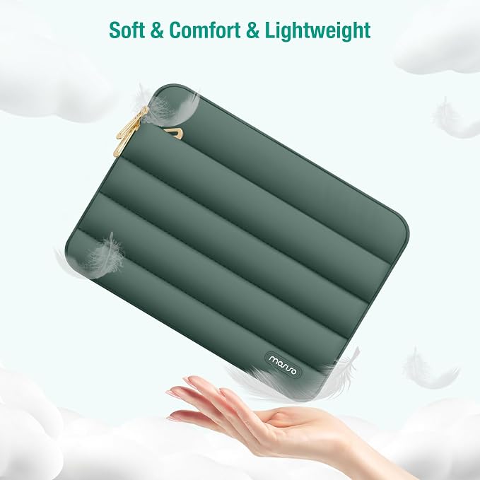 MOSISO Laptop Case 13.3 inch,13-13.3 inch Puffy Laptop Sleeve Carrying Case | Compatible with MacBook Neo/Air 13.6/Pro 13/14, HP Dell ASUS Lenovo, Polyester Horizontal Bag with Small Case,Emerald Green - Image 5