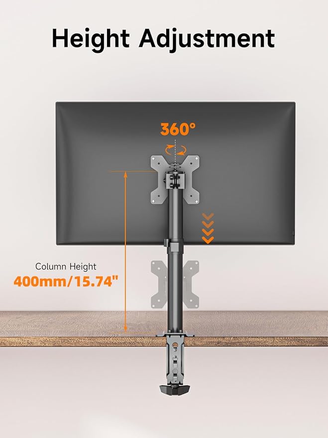 Single Fully Adjustable Monitor Arm Stand Mount Fits One Screen 13-32 inch 22lbs for Monitor Computer Screen 13 15 17 19 20 22 23 24 26 27 30 32 inch VESA 75 100 (MD7401) - Image 5