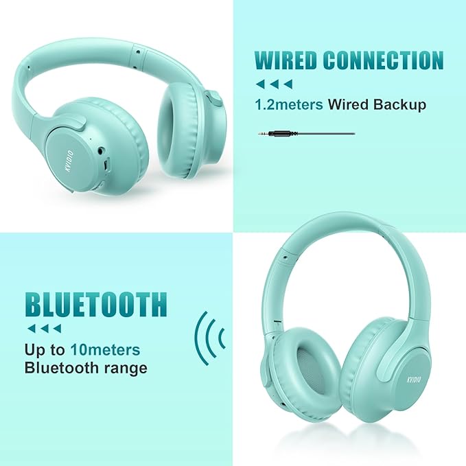 KVIDIO Bluetooth Headphones Wireless Over Ear Headsets 65H Playtime | Deep Bass, HiFi Stereo, Bluetooth 6.0, Microphone, Comfortable Fit, Foldable, Lightweight, Low Latency for Travel Home Office - Image 4