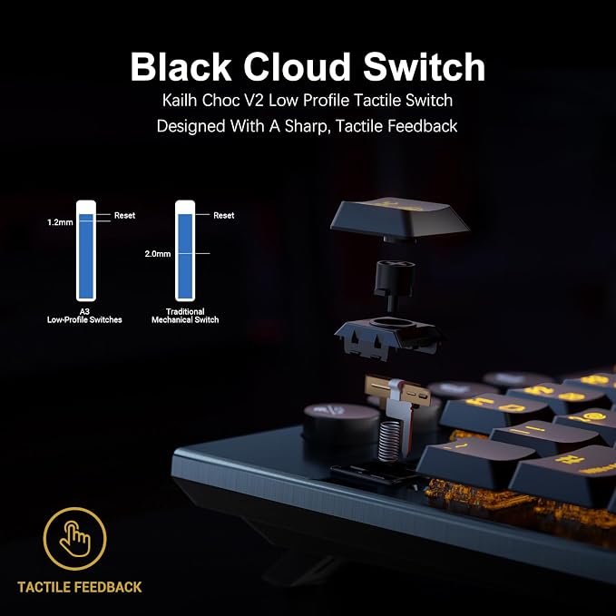 Hexgears Immersion A3 Low-Profile Wireless Mechanical Keyboard, TKL Hot-Swappable Aluminum Gaming Keyboard, BT5.0/2.4GHz/USB-C Tactile Switches, RGB Backlit, TFT Screen & 5800mAh Battery for Pc/Mac - Image 2