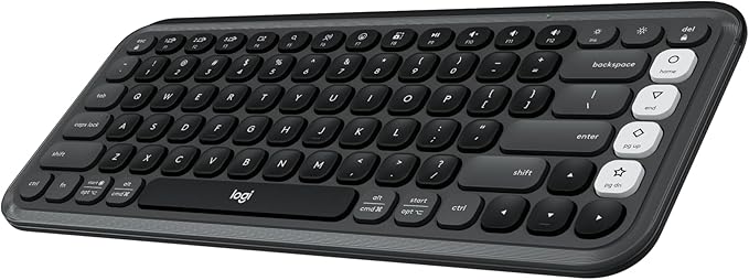 Logitech POP ICON Keys Wireless Bluetooth Keyboard - Graphite and White | Comfortable typing, programmable keys, easy-switch for up to 3 devices, for laptop, tablet, and PC by Unknown