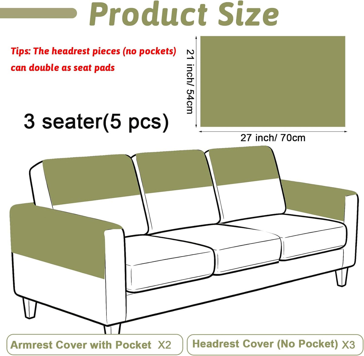 Universal Flannel Recliner & Armchair Covers with Pockets - Image 2