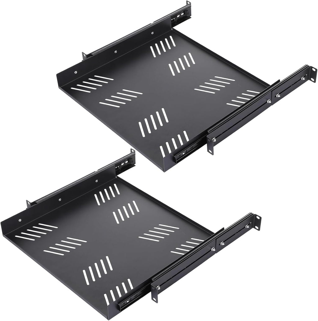 2 Pcs 1u Sliding Rack Shelf, Adjustable Mounting 15-29 Inch Depth by Otoolling