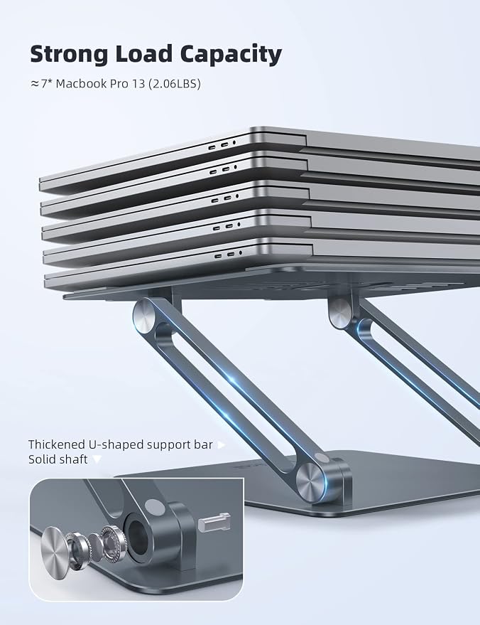 Lamicall Adjustable Laptop Stand for Desk for MacBook Air Pro HP 10-17.3'' | Aluminum Computer Notebook Holder, Portable Laptop Riser, Foldable Ergonomic Office Desk Accessories for Dell XPS - Image 5